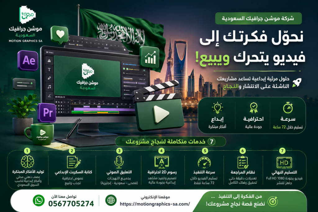 7 خدمات تقدمها شركة موشن جرافيك السعودية